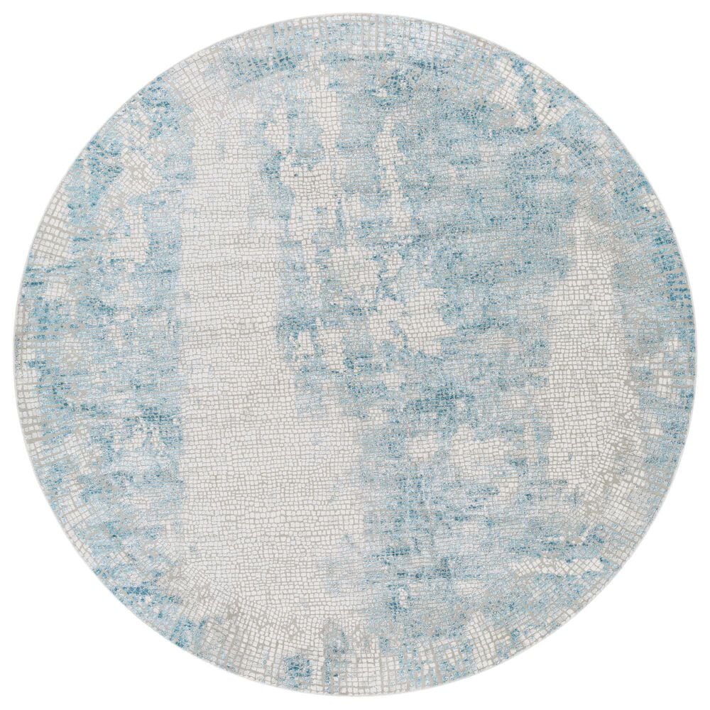 Surya Aisha 5"3" Round Light Blue, Gray, Light Gray and Off-White Area Rug, , large