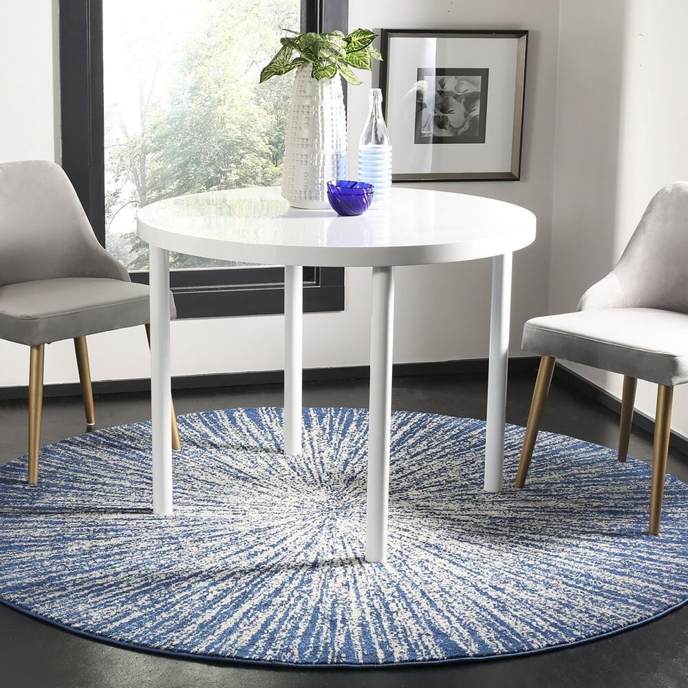 Safavieh Evoke EVK228N 5&#39;1&quot; Round Navy and Ivory Area Rug, , large