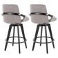 LumiSource Cosmo 26" Swivel Counter Stool with Grey Upholstery in Black (Set of 2), , large