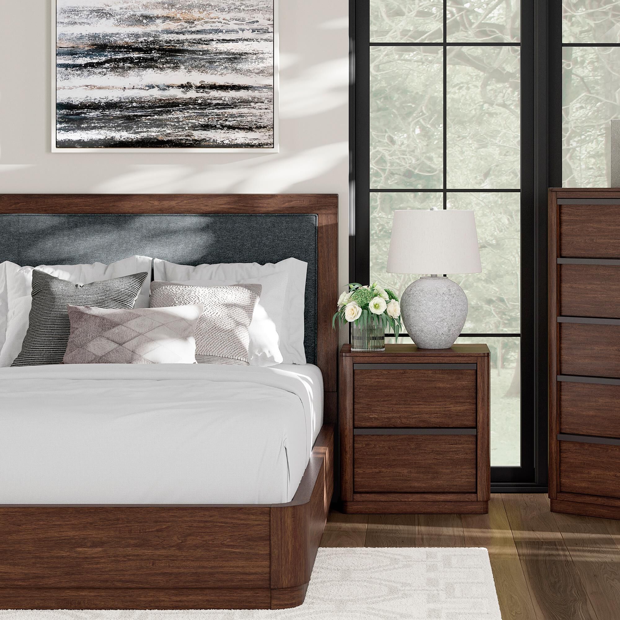 Millenium Dilenno Queen Panel Bed in Dark Brown with USB Ports