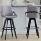 LumiSource Cosmo 30" Swivel Barstool with Grey Upholstery in Black (Set of 2), , large