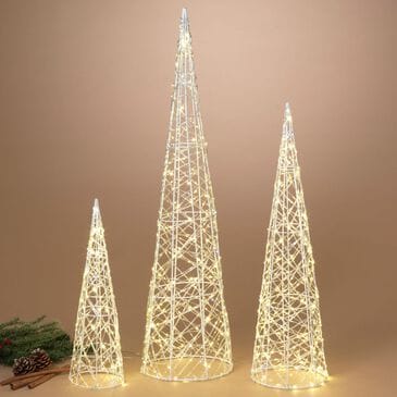 The Gerson Company 3-Piece Electric Trees with LED Lights in White, , large