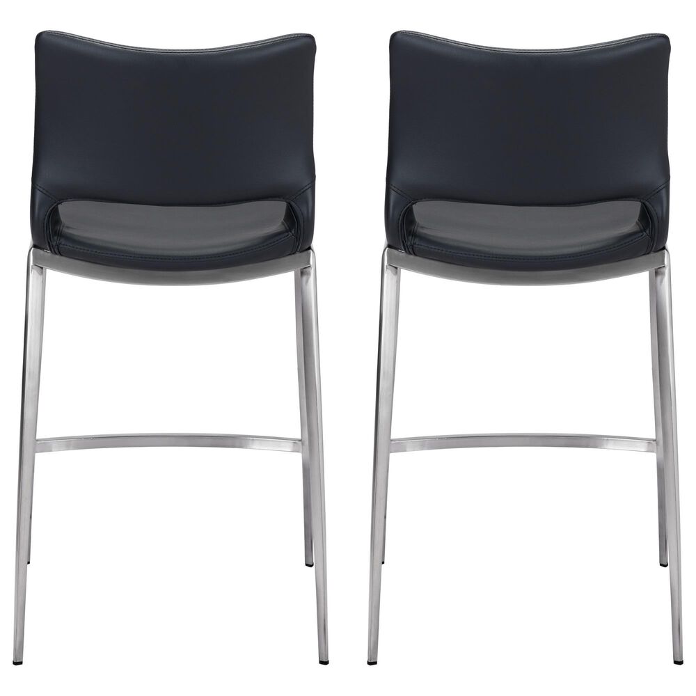 Zuo Modern Ace Counter Stool in Black and Silver &#40;Set of 2&#41;, , large