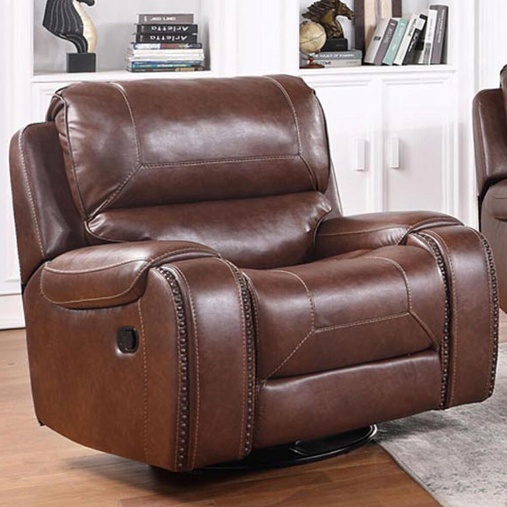 Steve Silver Keily Manual Swivel Glider Recliner in Brown, , large