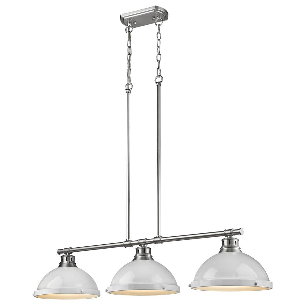 Golden Lighting Duncan 3-Light Pendant with White Shade in Pewter, , large