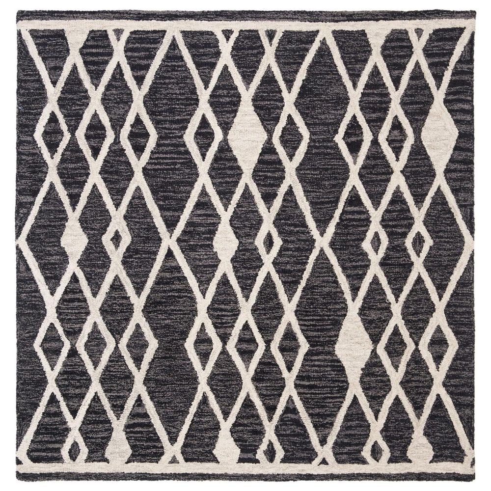 Safavieh Micro-Loop MLP157H 5" Square Charcoal and Ivory Area Rug, , large