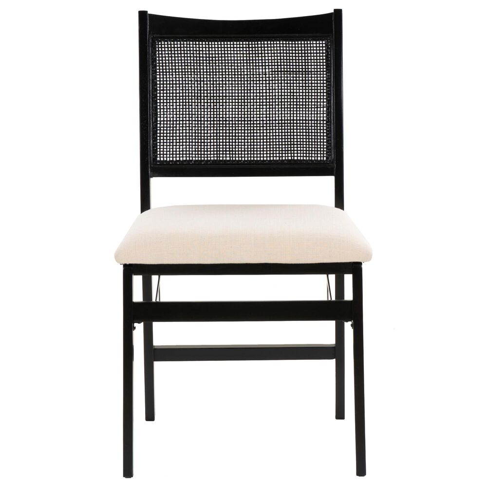 Linon Home Decor Bauer Cane Folding Side Chair in Black, , large
