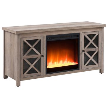 Hudson and Canal Colton TV Stand with Fireplace Insert in Gray Oak, , large