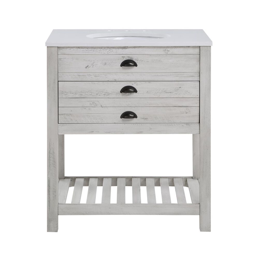 Coast To Coast Imports 30" Vanity With Top, Single Sink, 1 Drawer in White, , large