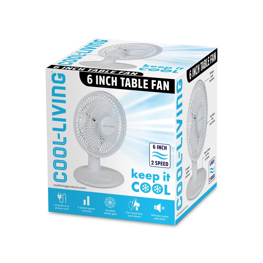 Cool-Living 6" Quiet 2-Speed Indoor Portable Electric Fan, , large