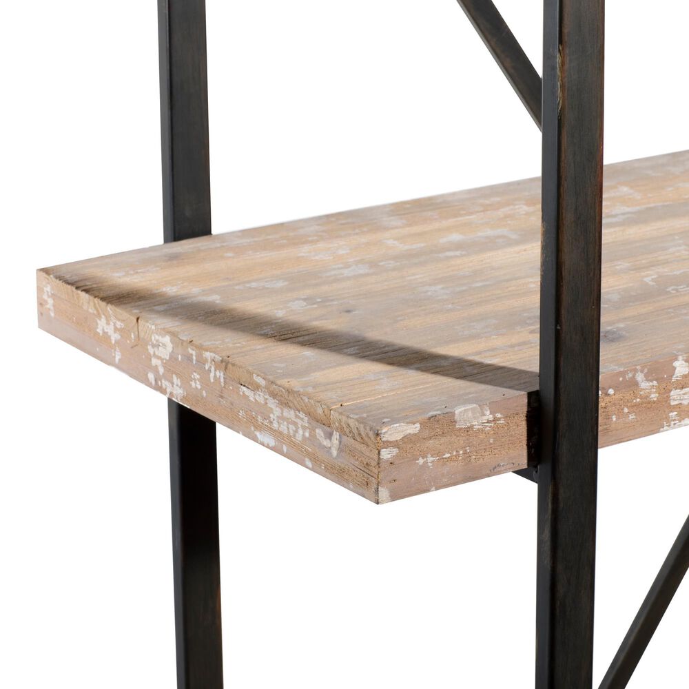 Maple and Jade 4-Shelf Industrial Shelving Unit in Rustic Distressed Brown and Black, , large