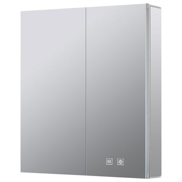 Lexora Home Corsica 24" x 28" LED Mirror Medicine Cabinet with Defogger in Aluminium, , large