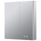 Lexora Home Corsica 24" x 28" LED Mirror Medicine Cabinet with Defogger in Aluminium, , large