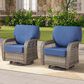 Hearth and Haven Outdoor Swivel Glider Chair with Blue Cushion in Gray (Set of 2), , large