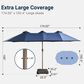 HOMLUX 15" Outdoor Market Umbrella with Sandbags Base and LED Lights in Dark Blue, , large