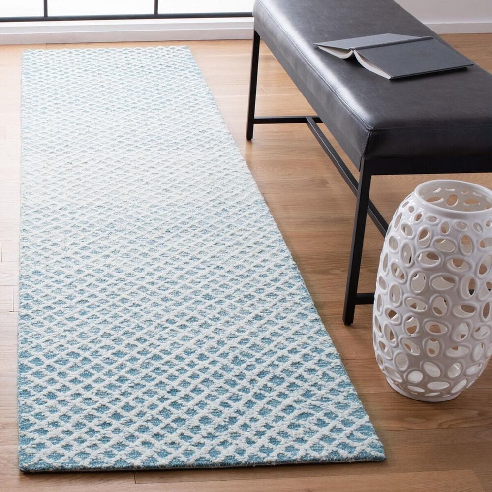 Safavieh Micro-Loop MLP353M 2&#39;3&quot; x 9&#39; Blue and Ivory Runner, , large