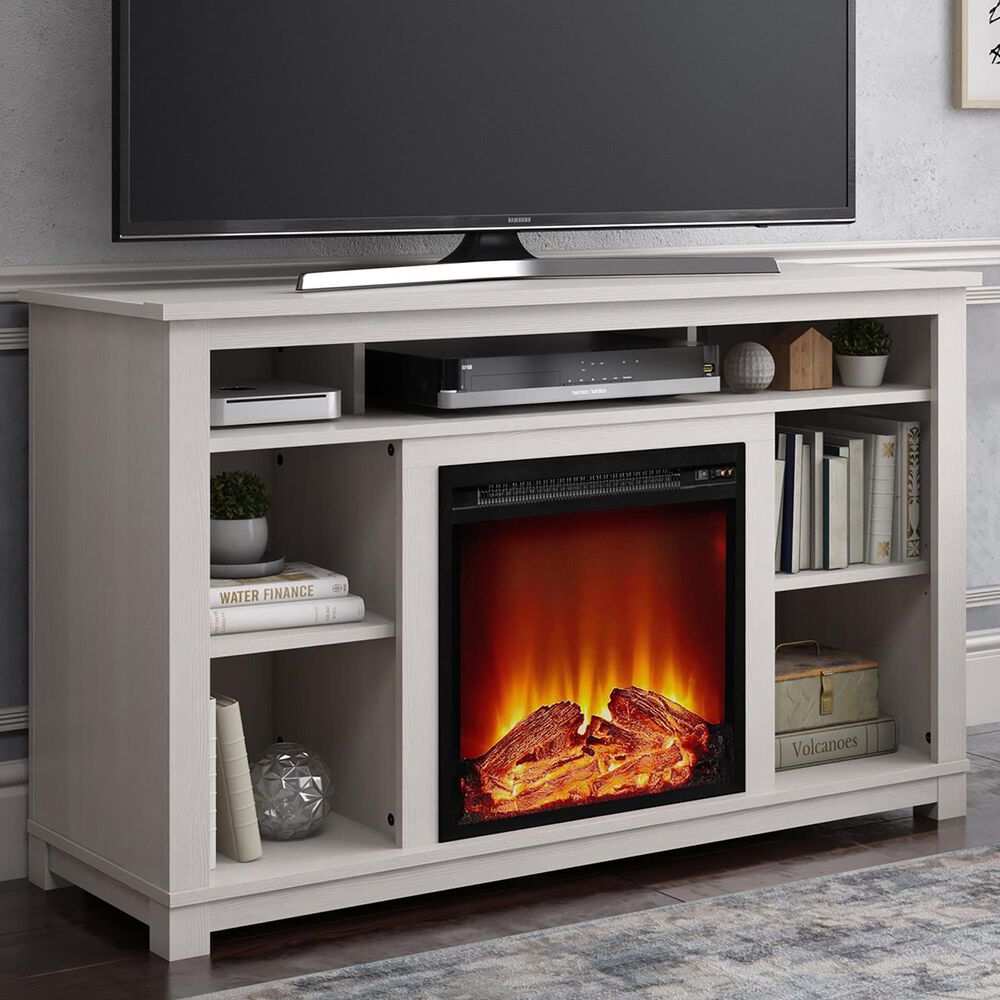 DHP Rossi TV Stand with Electric Fireplace in Ivory Pine Nebraska
