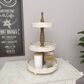 Maple and Jade Farmhouse Tiered Server in Distressed White and Dark Mocha, , large