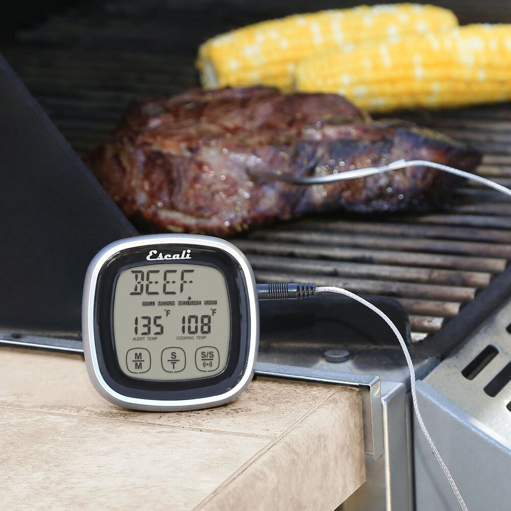 Kitchen Supply Touch Screen Thermometer and Timer in Black and Stainless Steel, , large
