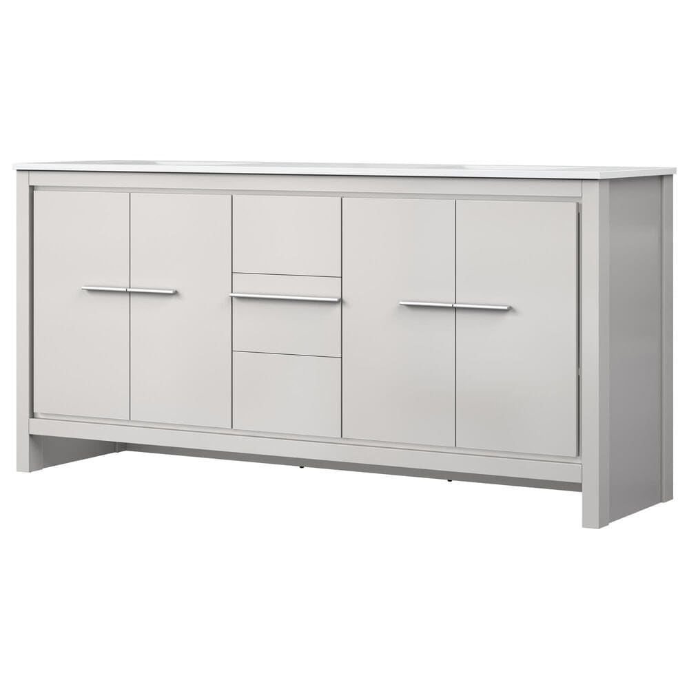 Lexora Home Lafarre 72" Double Bathroom Vanity in White with 2 cm White Cultured Marble Top and Rectangular Sinks, , large