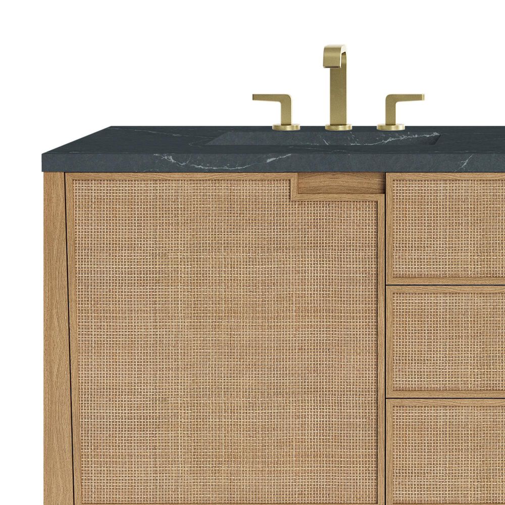 James Martin Vanities Solene 72&quot; Double Bathroom Vanity in Seaside Oak with 3 cm Charcoal Soapstone Quartz Top and Rectangular Sinks, , large