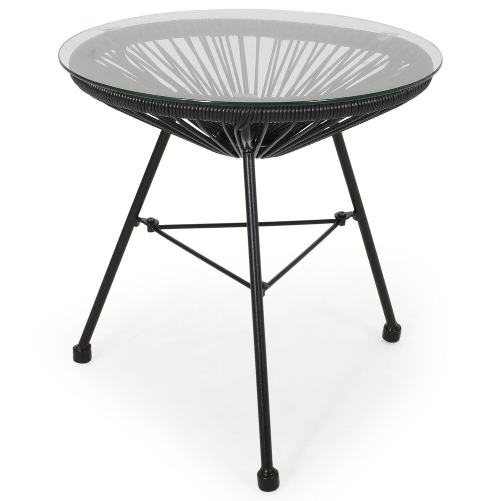 Hearth and Haven Nusa Round Patio Side Table in Black and Clear, , large