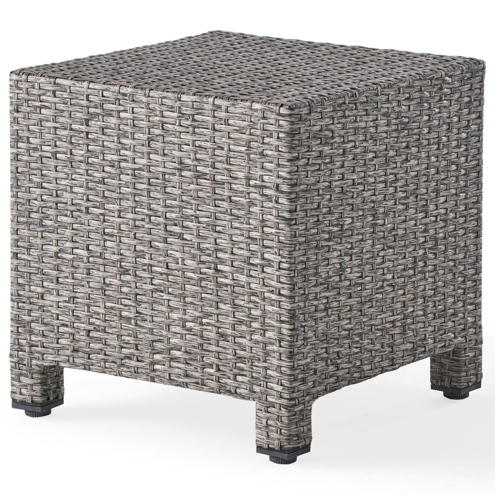 Hearth and Haven Puerta Outdoor Cube Wicker Side Table with Iron Frame in Black, , large
