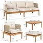 Hearth and Haven 5-Piece Outdoor Conversation Set with Weather Rope and Beige in Teak, , large