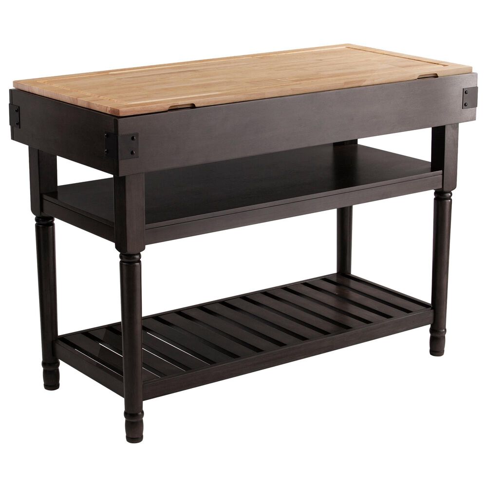 Southern Enterprises Waysmere Kitchen Island in Smoked Ash and Natural, , large