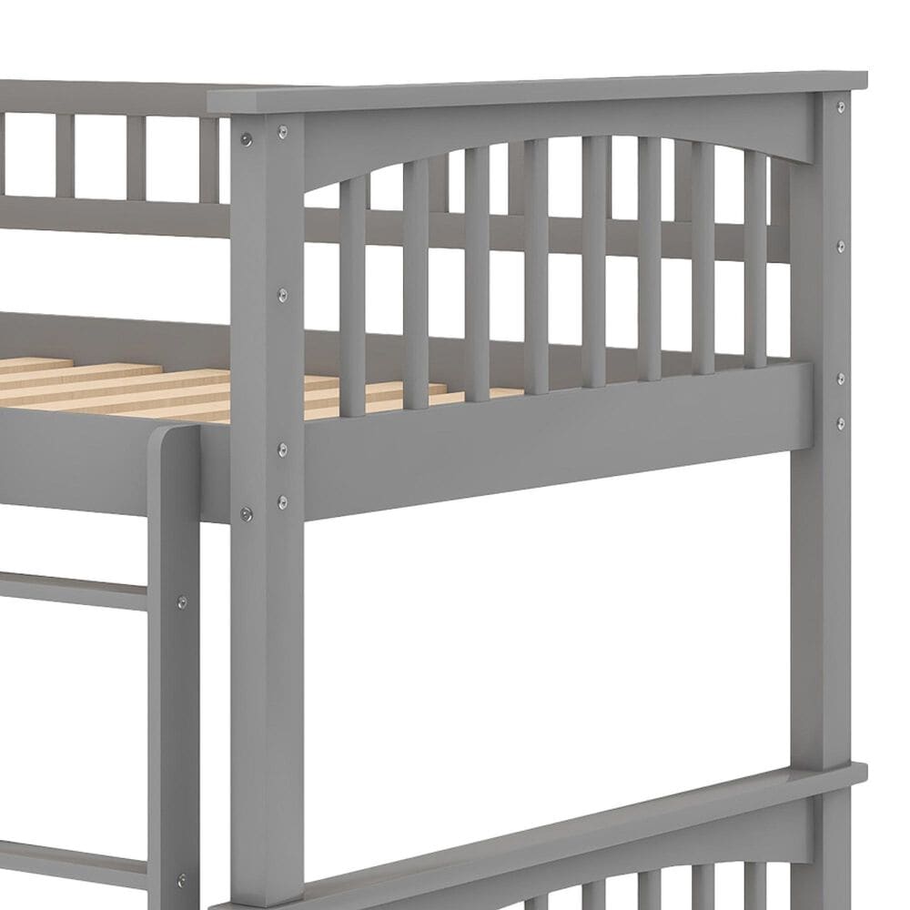 Hearth and Haven Twin over Twin Convertible Bunk Bed with Drawers in Gray, , large
