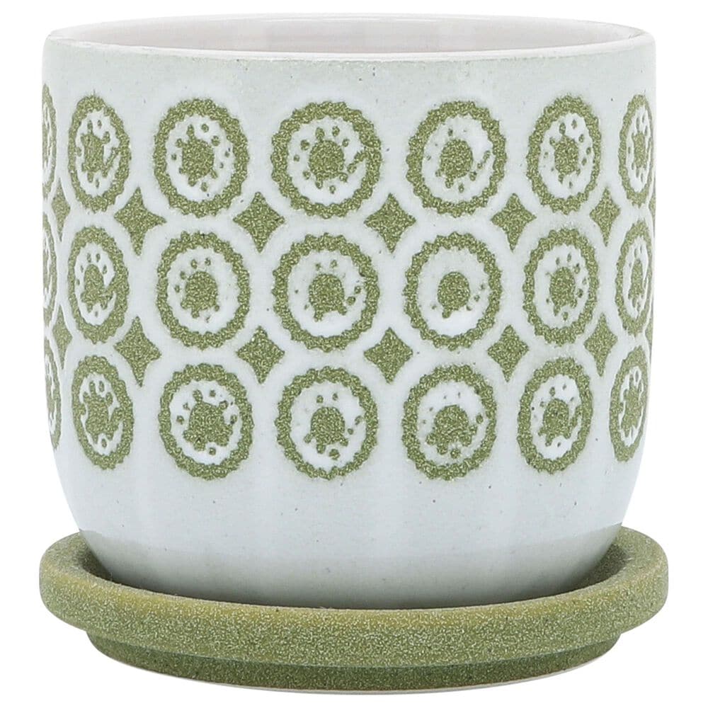 Sagebrook Home 5" Circles Planter with Saucer in Olive, , large