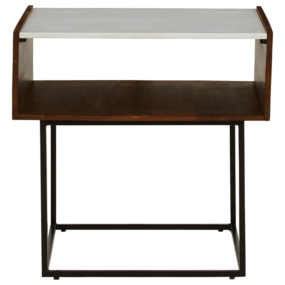Ashley Rusitori End Table in Light Brown, Matte Black and White, , large