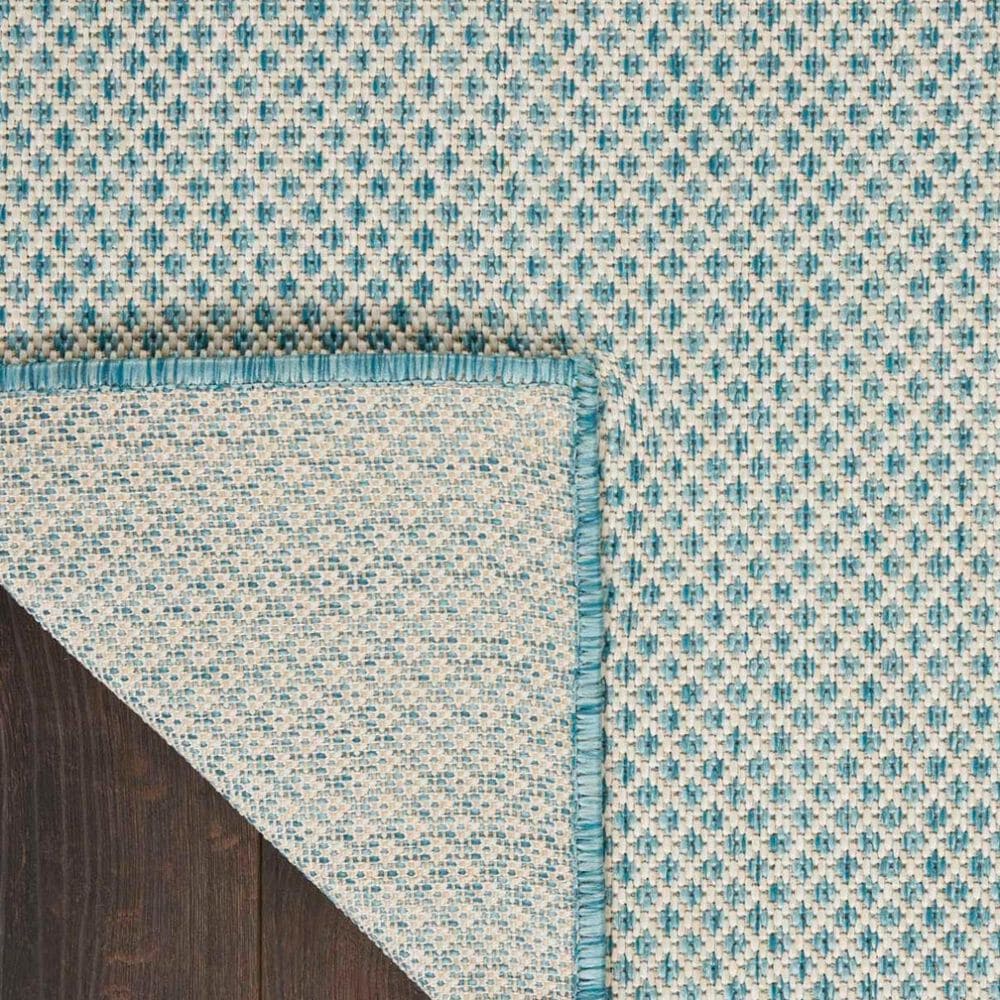 Nourison Courtyard Ivory and Aqua 8&#39; x 10&#39; Indoor/Outdoor Area Rug, , large
