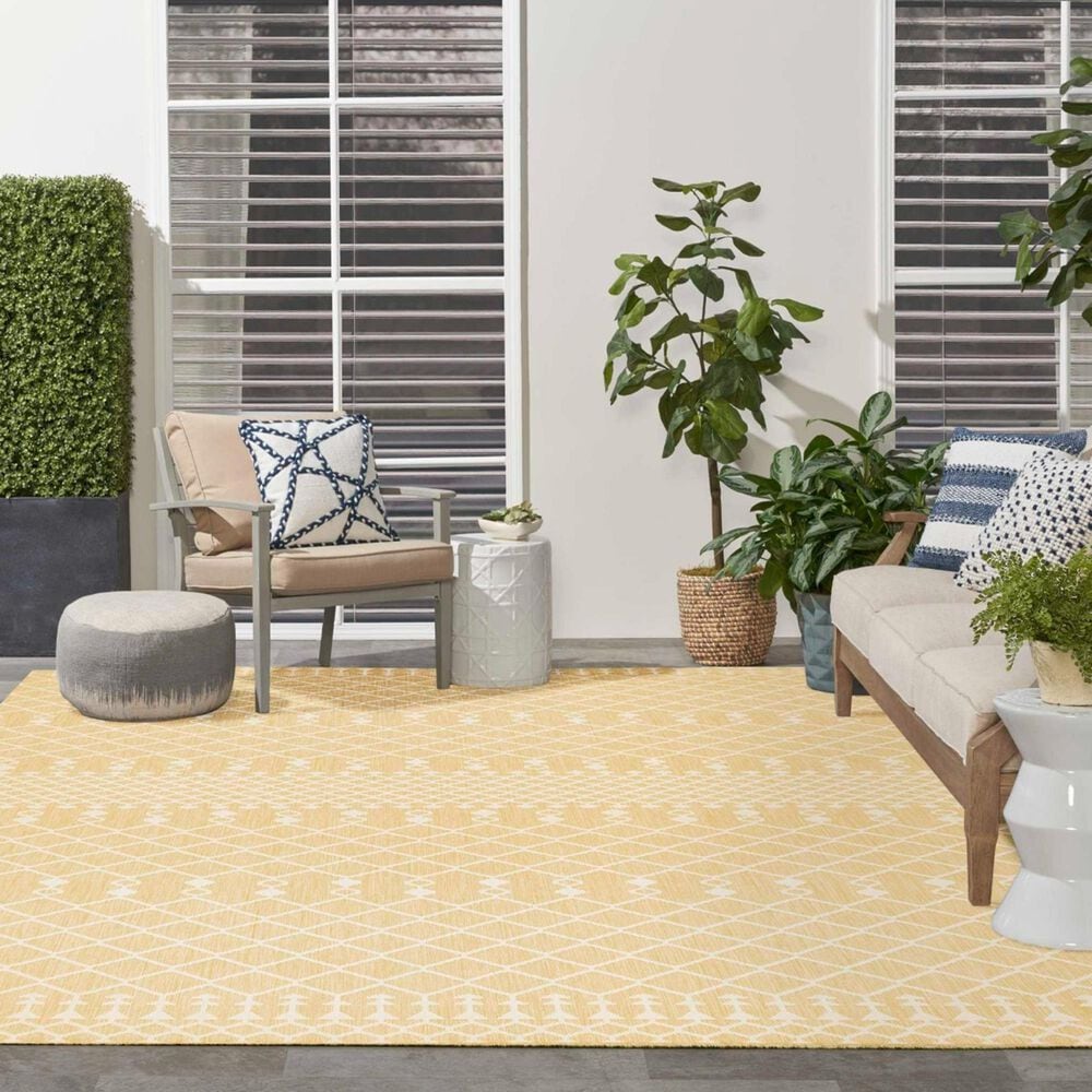Nourison Positano Southwestern Yellow 7&#39; x 10&#39; Indoor/Outdoor Area Rug, , large