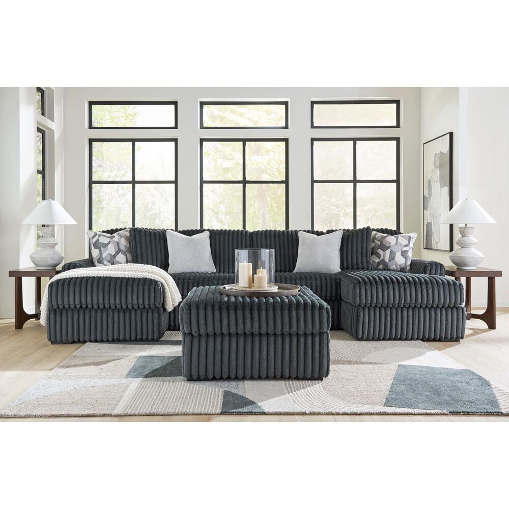 Ashley Midnight-Madness Oversized Ottoman in Gunmetal, , large