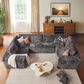 HOMLUX Modular Sectional Cloud Couch, Plush Corduroy U Shaped Sofa with Chaise, Big Comfy Couches Set in Grey, , large