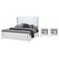 Global Furniture USA Alina 3-Piece King Upholstered Panel LED Bed with Two Nightstands in White, , large