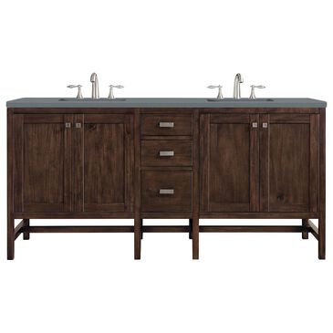 James Martin Addison 72" Double Bathroom Vanity in Mid Century Acacia with 3 cm Cala Blue Quartz Top and Rectangular Sinks, , large
