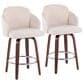LumiSource Dahlia Swivel Counter Stool with Cream Fabric Upholstery in Walnut and Chrome (Set of 2), , large