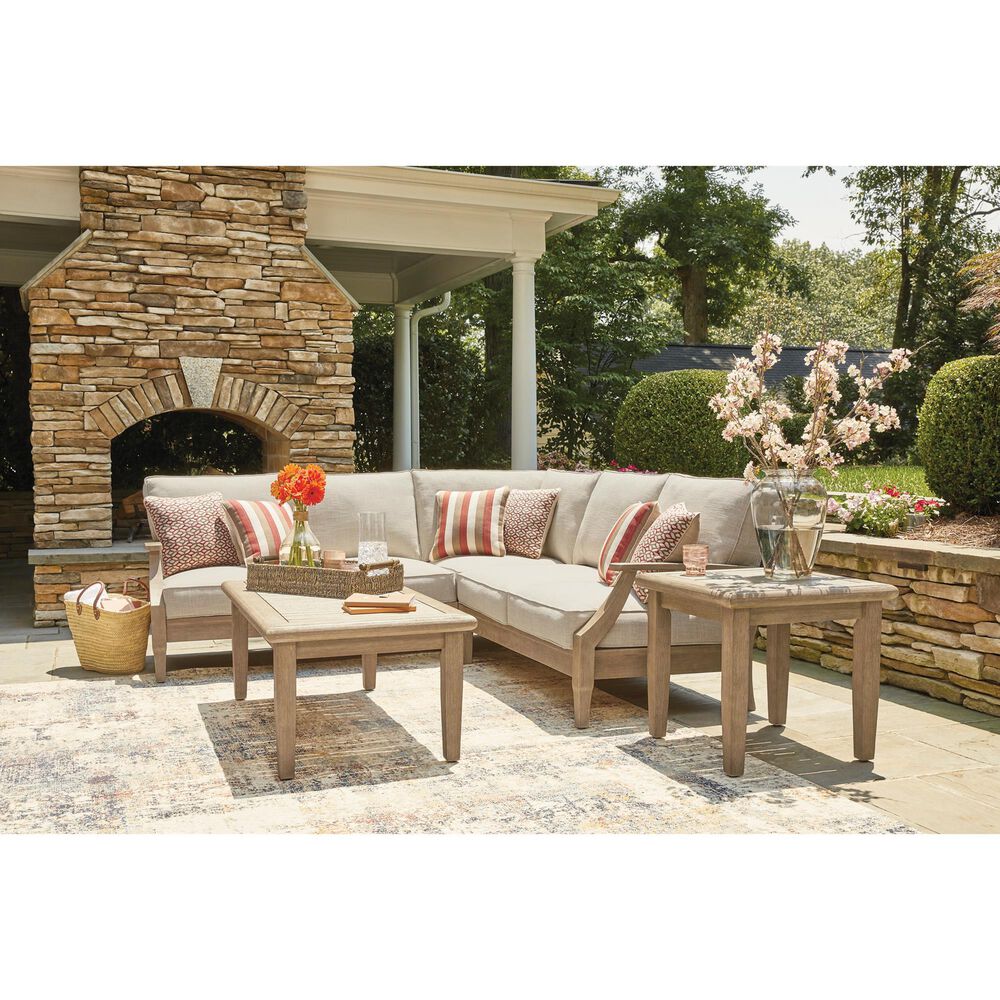 Ashley Clare View 3-Piece Outdoor Sectional in Beige, , large