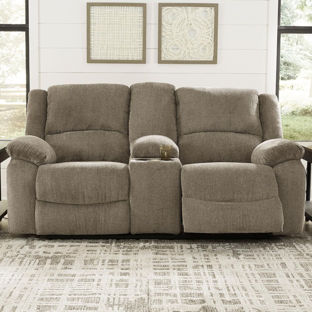 Ashley Draycoll Double Reclining Loveseat with Console in Pewter, , large