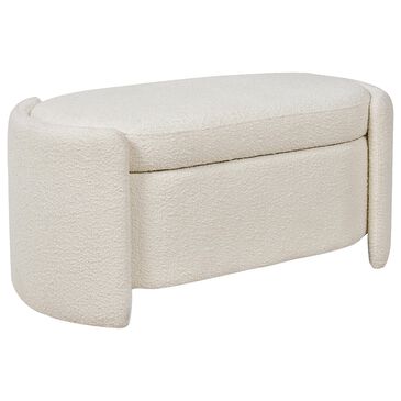Jennifer Taylor Home Fuji 44" Oval Storage Bench in Ivory White, , large
