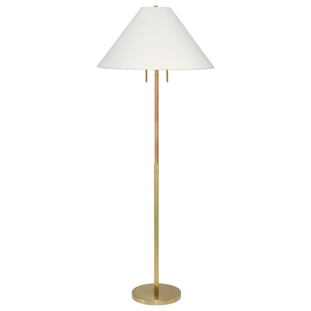 Jamie Young Hartwell Rattan Floor Lamp in Antique Brass, , large