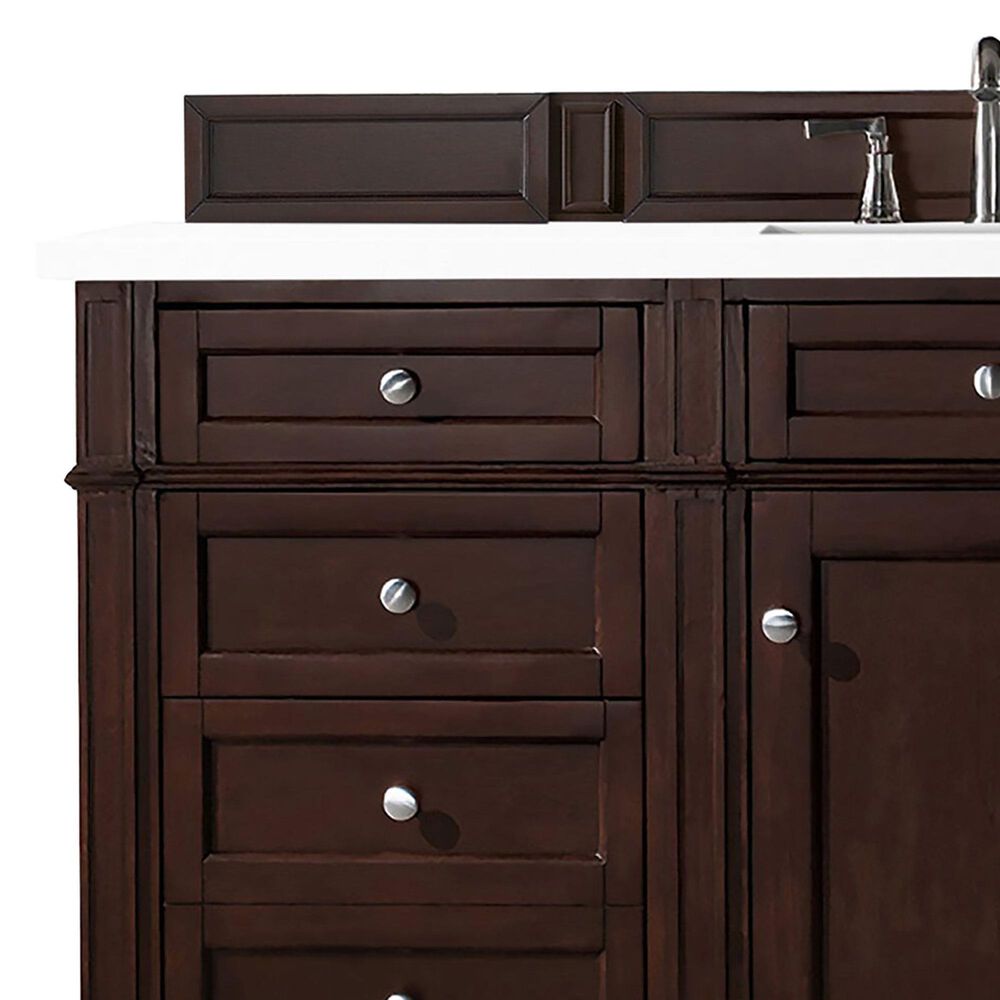 James Martin Vanities Brittany 60&quot; Single Bathroom Vanity in Burnished Mahogany with 3 cm White Zeus Quartz Top and Rectangular Sink, , large