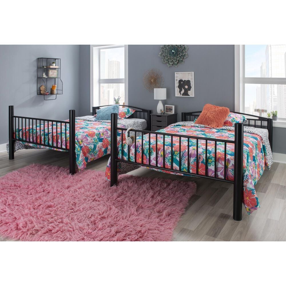Linon Home Decor Heavy Full Over Full Bunk Bed in Black, , large