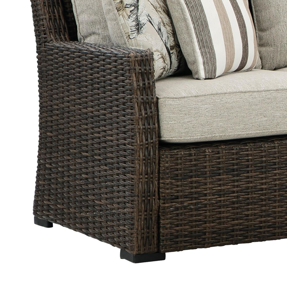 Ashley Brook Ranch 3-Piece Outdoor Sofa Sectional with Bench in Brown, , large