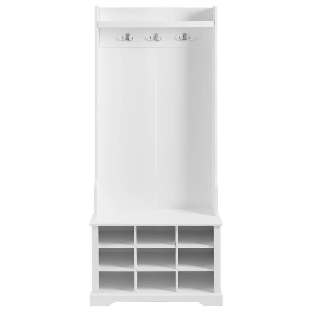 Crosley Furniture Anderson Shoe Storage Hall Tree in White Nebraska