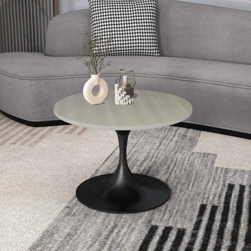 Leisuremod Verve 27&quot; Coffee Table with MDF Top in Black and Light Natural, , large