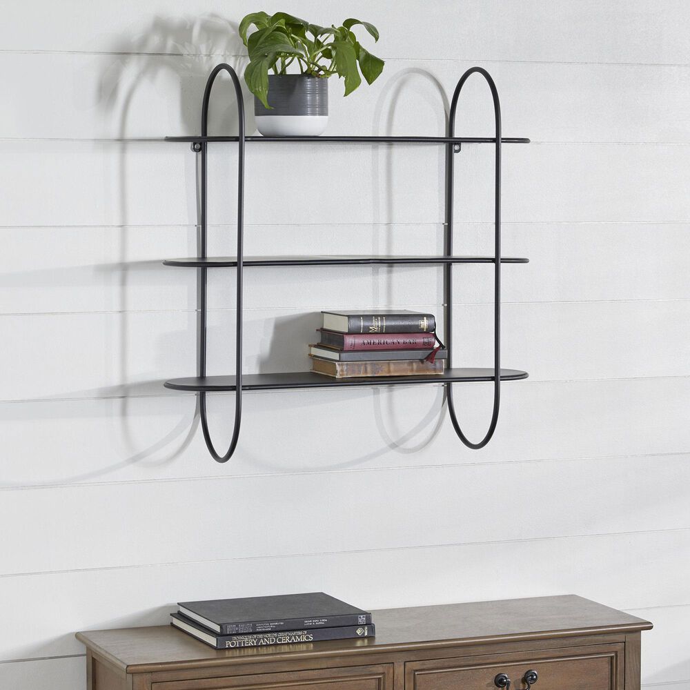 Maple and Jade 28&quot; Wall Shelf in Matte Black, , large
