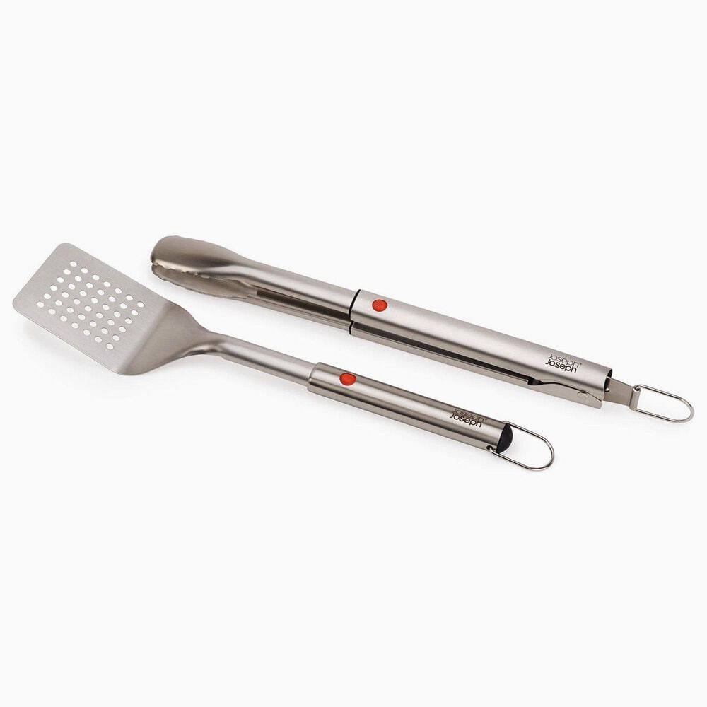 Joseph Joseph GrillOut 2-piece BBQ Turner and Tongs Set in Stainless Steel, , large